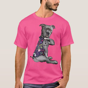 Camiseta Eu Amo Mamãe Engraçado Cachorro Tatuando Flor Mãe