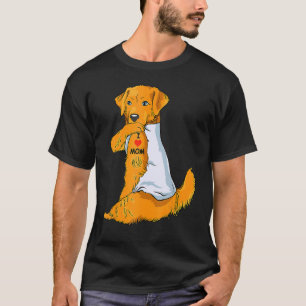 Camiseta Eu Amo Mamãe Ouro De Tatuagem Retriever Mãe Cachor