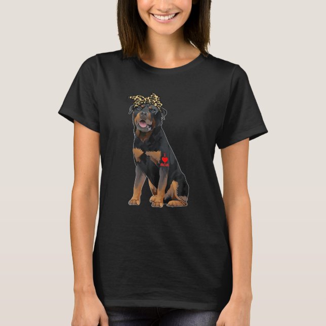 Camiseta Eu Amo Mamãe Rottweiler Com Tatuagem No Dia Da Mãe (Frente)