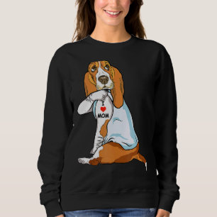 Camiseta Eu Amo Mamãe Tatto Basset Hound Mãe Cachorro Mulhe