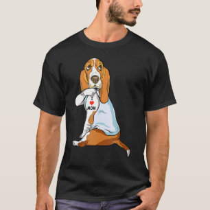 Camiseta Eu Amo Mamãe Tatto Basset Hound Mãe Cachorro Mulhe