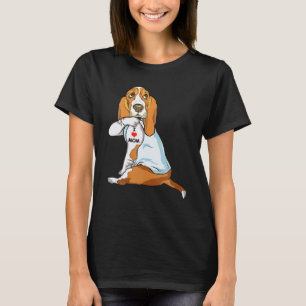 Camiseta Eu Amo Mamãe Tatto Basset Hound Mamãe Cachorro Sob