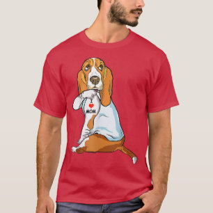 Camiseta Eu Amo Mamãe Tatto Basset Hound Mamãe Cachorro Sob