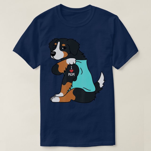 Camiseta Eu Amo Mamãe Tatto Bernese Mountain Dog Funny Moth (Frente do Design)