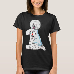 Camiseta Eu Amo Mamãe Tatto Bichon Frise Mãe Cães Mulheres