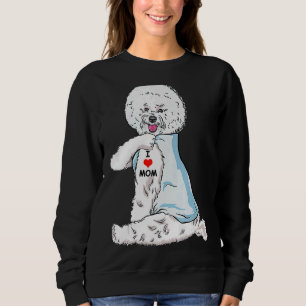 Camiseta Eu Amo Mamãe Tatto Bichon Frise Mãe Cães Mulheres