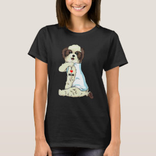 Camiseta Eu Amo Mamãe Tatto Lhasa Apso Mãe Cachorro Mulhere