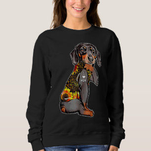 Camiseta Eu Amo Mamãe Tattoo Dachshund Dog Sunflower Mãe