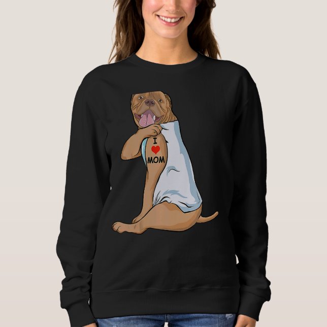 Camiseta Eu Amo Mamãe Tattoo Dogue De Bordeaux Mãe Dog Wome (Frente)