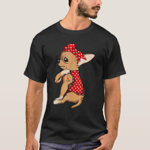 Camiseta Eu Amo Mamãe Tattoo Engraçado Cachorro Chihuahua V