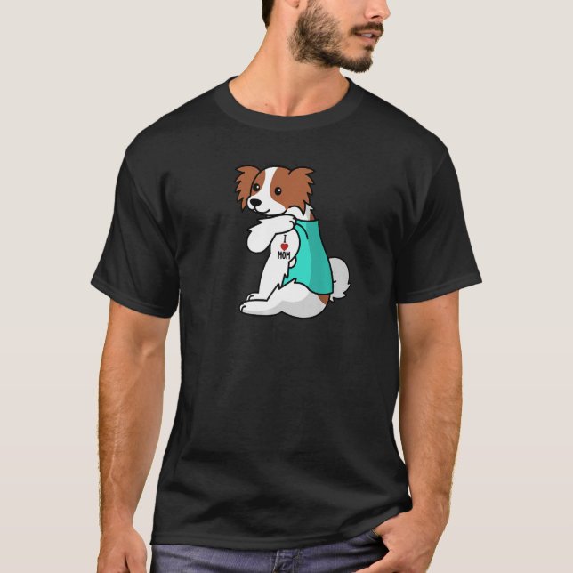 Camiseta Eu Amo Mamãe Tattoo Papillon O Prêmio dos Cachorro (Frente)