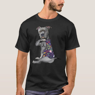 Camiseta Eu Amo Mamãe Tattoo Pitbull Cão Lover Mulheres Pit