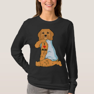 Camiseta Eu Amo Mamãe Tatuagem Cavoodle Mãe Cães Mulheres