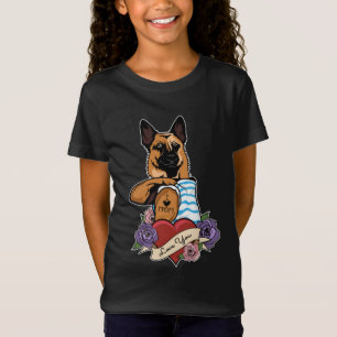Camiseta Eu Amo Mamãe Tatuagem Eu German shepherd Mãe