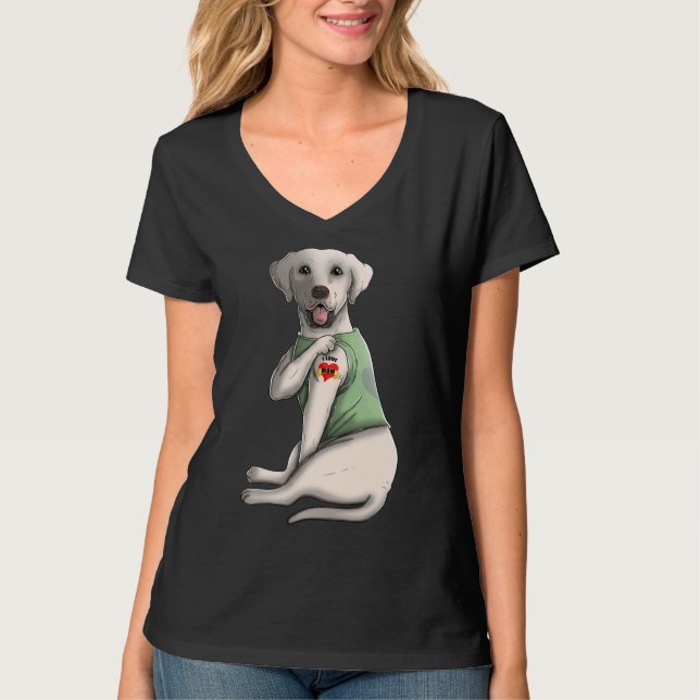 Camiseta Eu Amo Mamãe Tatuagem Labrador Mãe Dia Da Mãe (Frente)