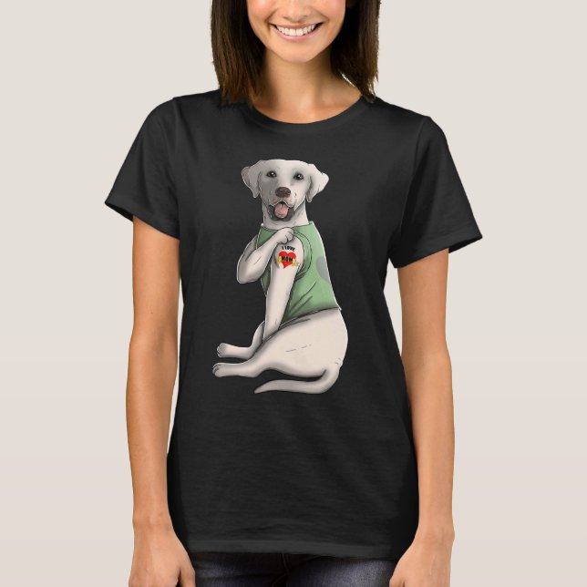 Camiseta Eu Amo Mamãe Tatuagem Labrador Mãe Dia Da Mãe (Frente)