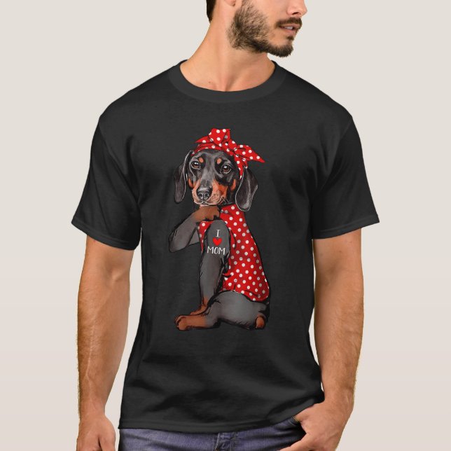 Camiseta Eu Amo Mamãe Tatuando Engraçado Cachorrinho Vestin (Frente)