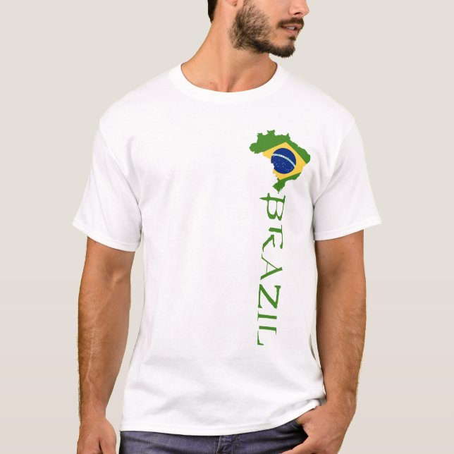 Camiseta Eu Amo Mapa de Futebol Brasil Soccer (Frente)