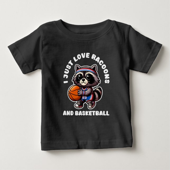Camiseta Eu Amo Mapaches E Esporte Basquetebol Amante (Frente)