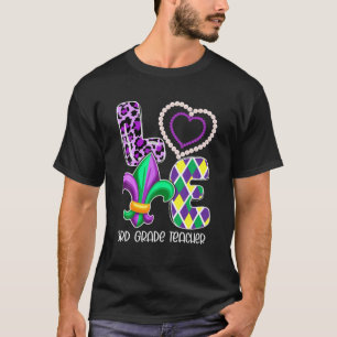 Camiseta Eu Amo Mardi Gras 3º Grau Professora Xadrez Leopar