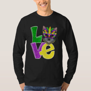 Camiseta Eu Amo Mardi Gras Costume Yorkshire Terrier Dog Pu