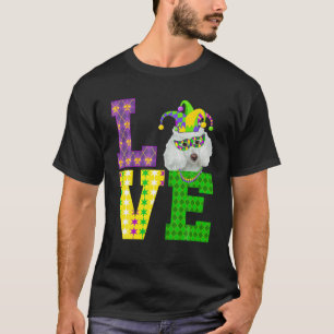 Camiseta Eu Amo Mardi Gras Engraçadas Poodle Dog Homens Mu