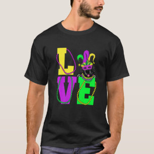 Camiseta Eu Amo Mardi Gras Funny Newfound Dog Mask Cost