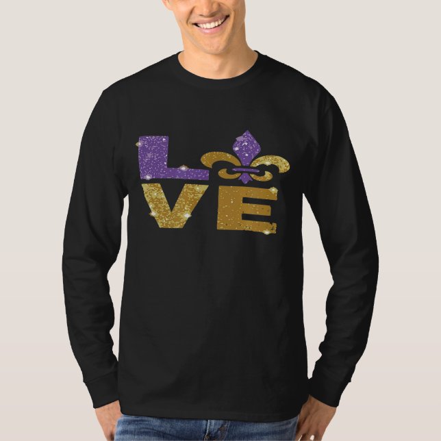Camiseta Eu Amo Mardi Gras Mardi Gras Para Meninas (Frente)