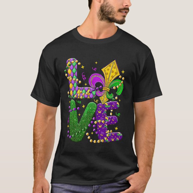 Camiseta Eu Amo Mardi Gras Mardi Gras Para Meninos (Frente)