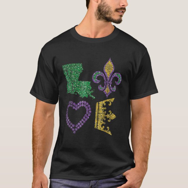 Camiseta Eu Amo Mardi Gras New Orlean Festival Mardi Gras L (Frente)