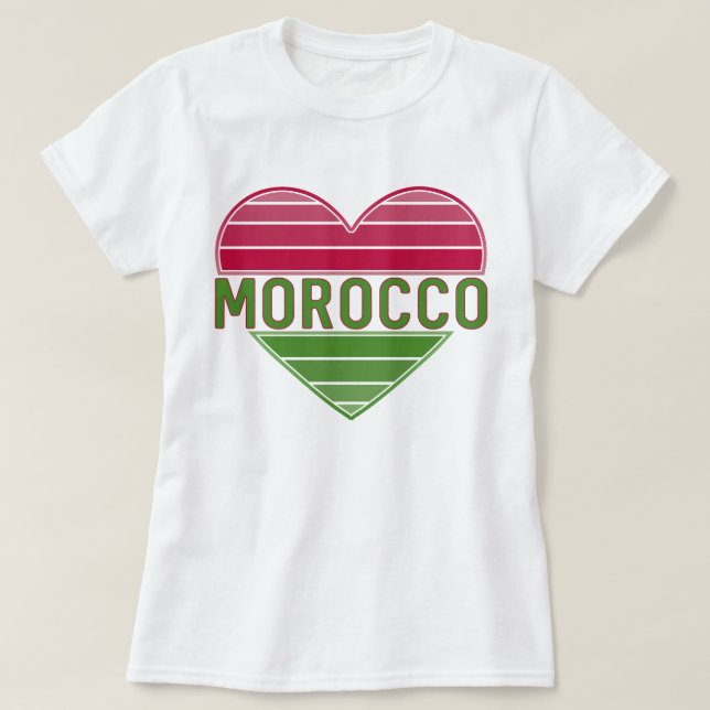 Camiseta Eu amo Marrocos, coração marroquino (Frente do Design)