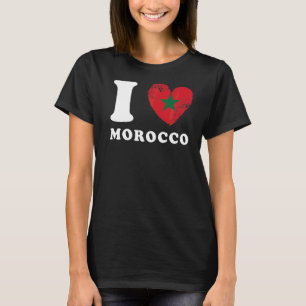 Camiseta Eu amo Marrocos Heart Flag