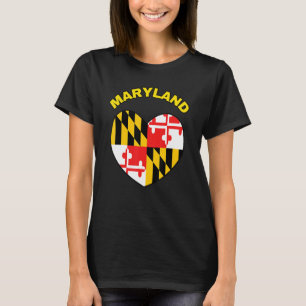Camiseta Eu Amo Maryland MD Bandeira do Estado Coração Balt