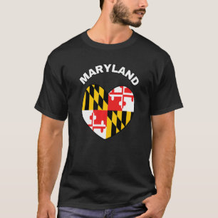 Camiseta Eu amo Maryland MD Flag Heart Baltimore Hon