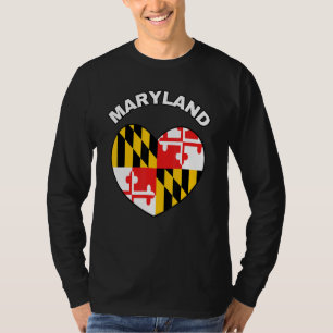 Camiseta Eu amo Maryland MD Flag Heart Baltimore Hon