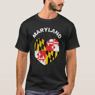 Camiseta Eu amo Maryland MD Flag Heart Baltimore Hon
