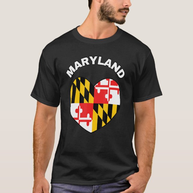 Camiseta Eu amo Maryland MD Flag Heart Baltimore Hon (Frente)