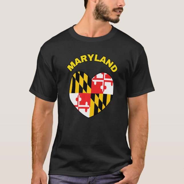 Camiseta Eu amo Maryland MD Flag Heart Baltimore Hon (Frente)