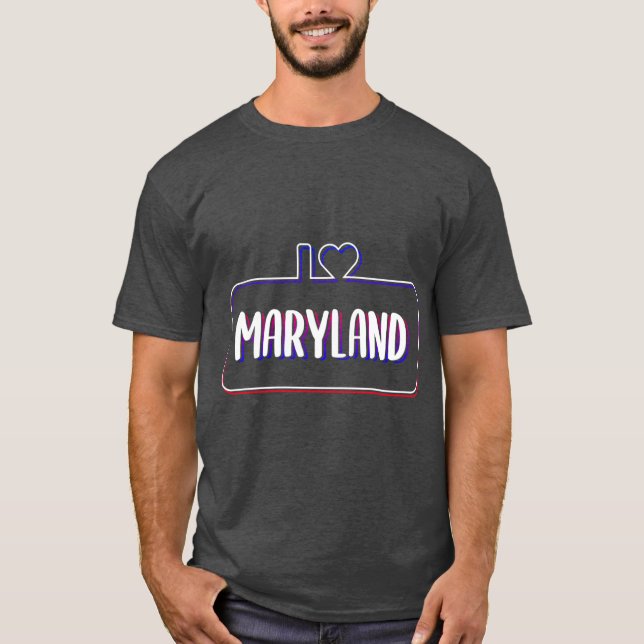 Camiseta Eu Amo Maryland Neon Fundo Texto (Frente)
