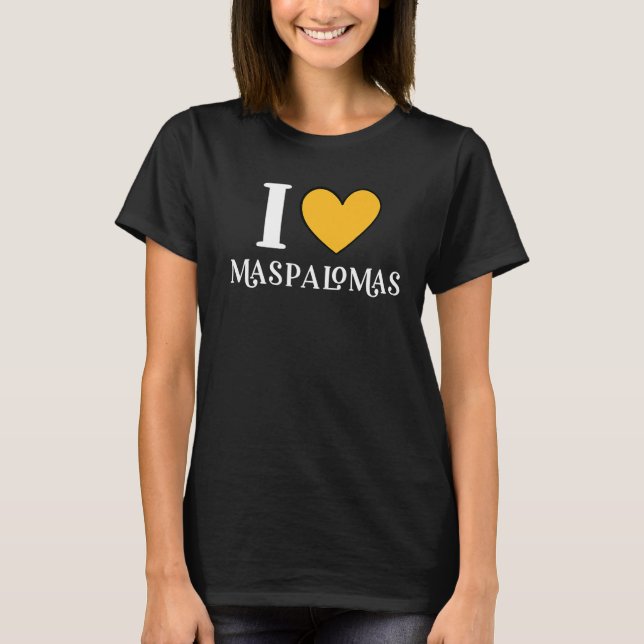 Camiseta Eu Amo Maspalomas Gran Canaria Espanha Premium (Frente)