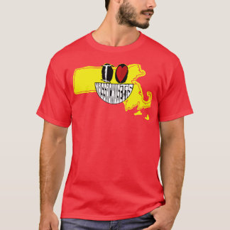 Camiseta Eu Amo Massachusetts Sorrindo Frente Feliz