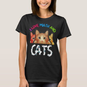Camiseta Eu Amo Matemática E Gatos