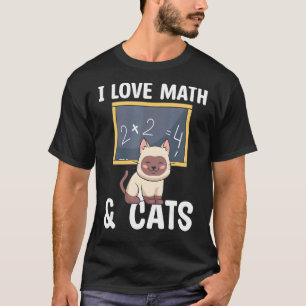 Camiseta Eu Amo Matemática E Gatos
