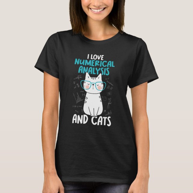 Camiseta Eu Amo Matemática e Gatos     Análise Numérica (Frente)