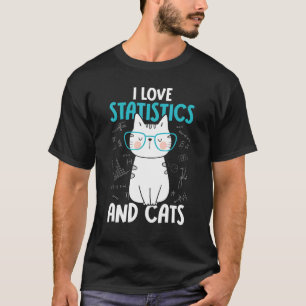 Camiseta Eu Amo Matemática e Gatos Estatísticas