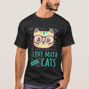 Camiseta Eu Amo Matemática E Gatos Felinos Tabby Matemático