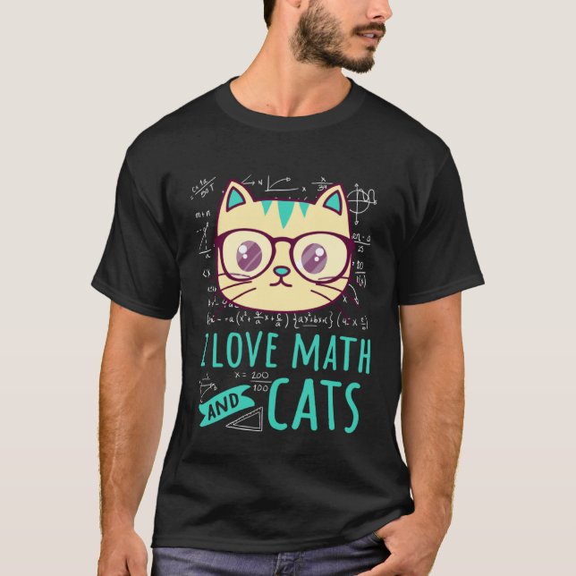 Camiseta Eu Amo Matemática E Gatos Felinos Tabby Matemático (Frente)