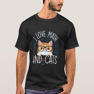Camiseta Eu Amo Matemática e Gatos Fofo Nerdy Professor Al