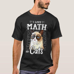 Camiseta Eu Amo Matemática E Gatos Gatinho Fofo Gato Felino