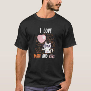Camiseta Eu Amo Matemática e Gatos Gato para Professores